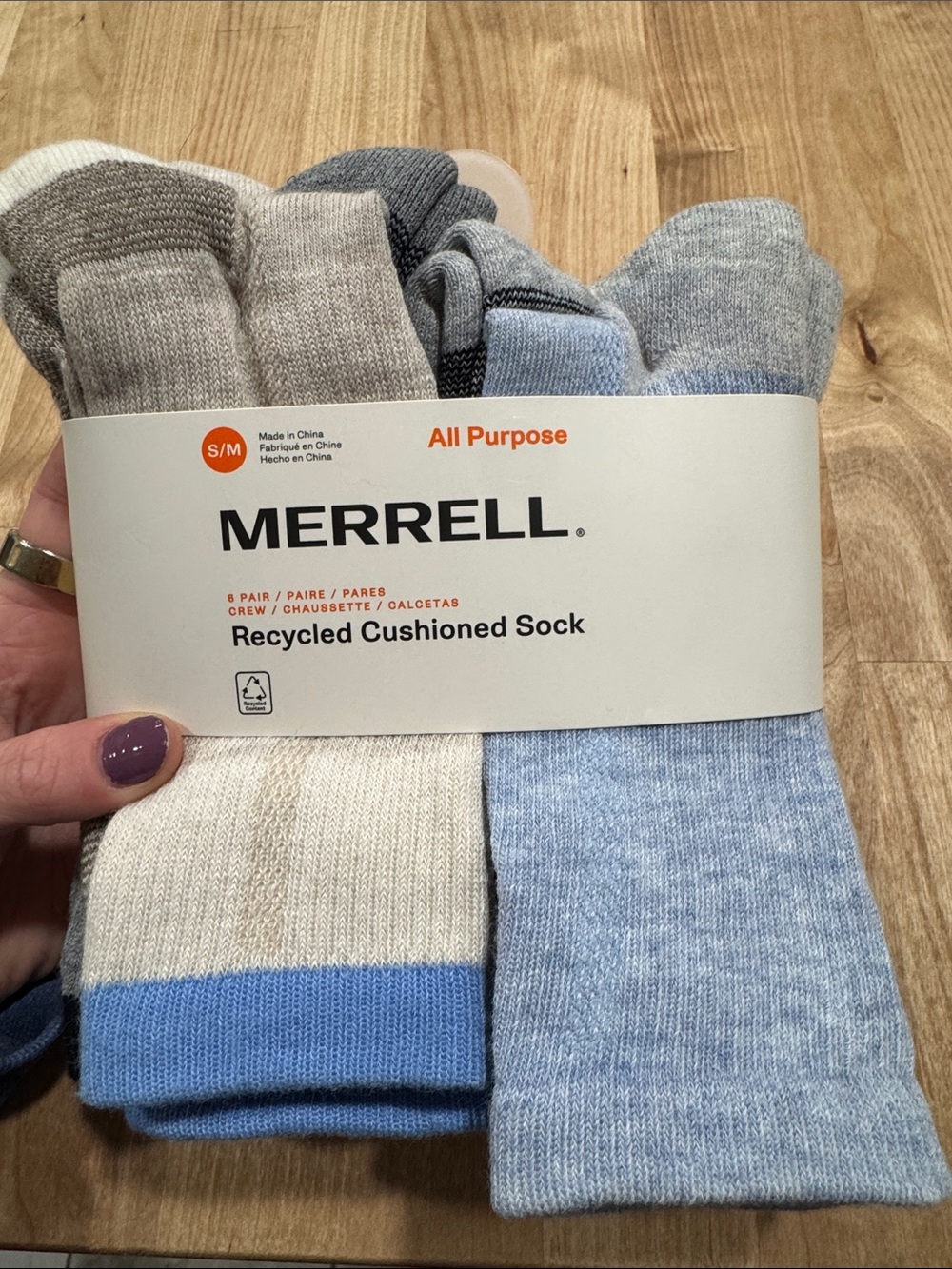 Merrell Crew Sock Pack - Light Blue, Gray, Cream